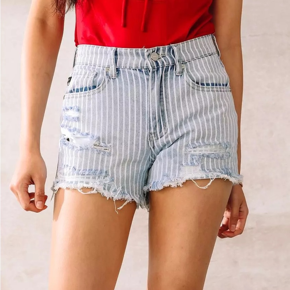 SOLD KanCan High Rise Stripe Jean Short XL